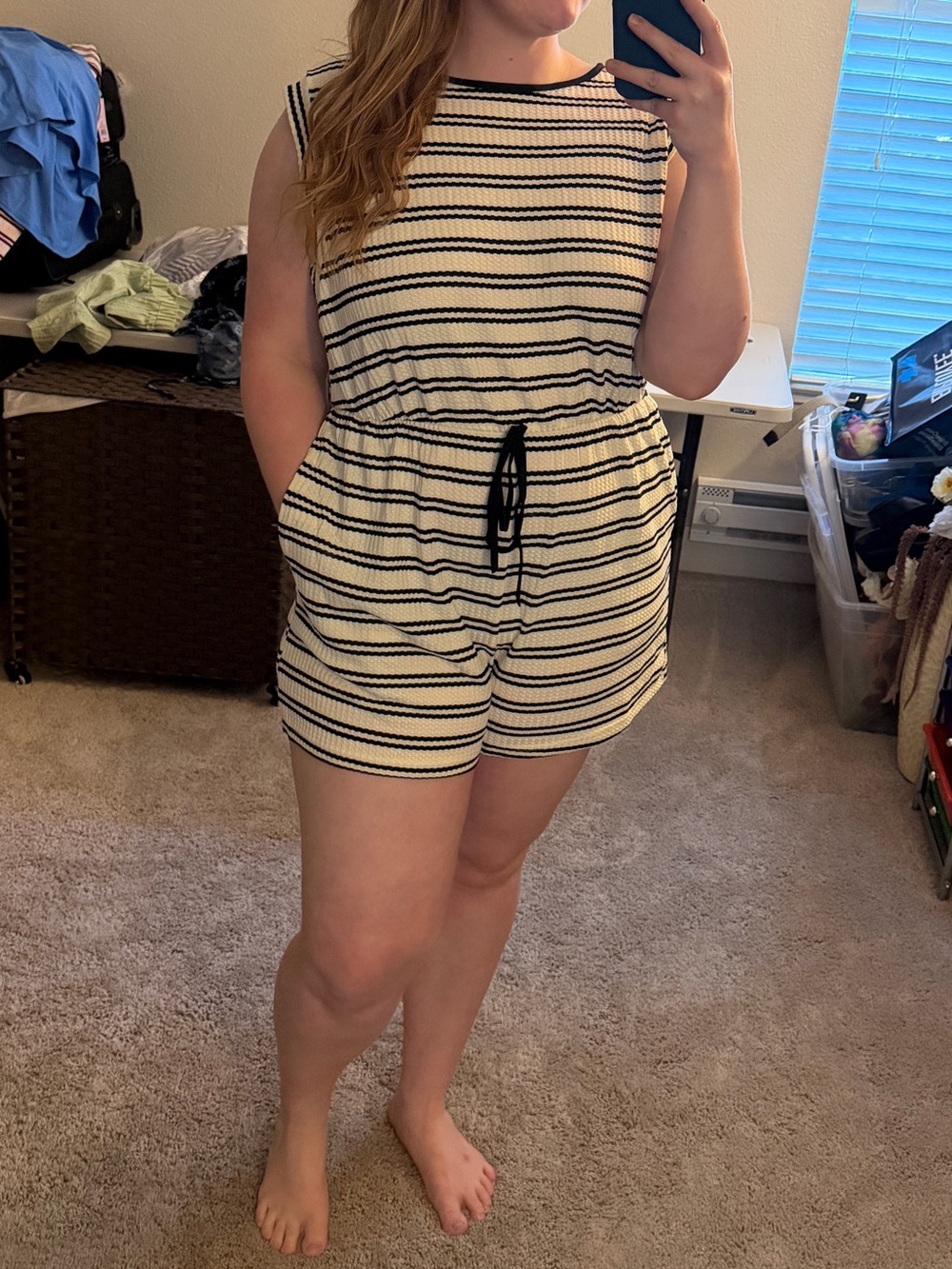 Striped Black & White One Piece Romper